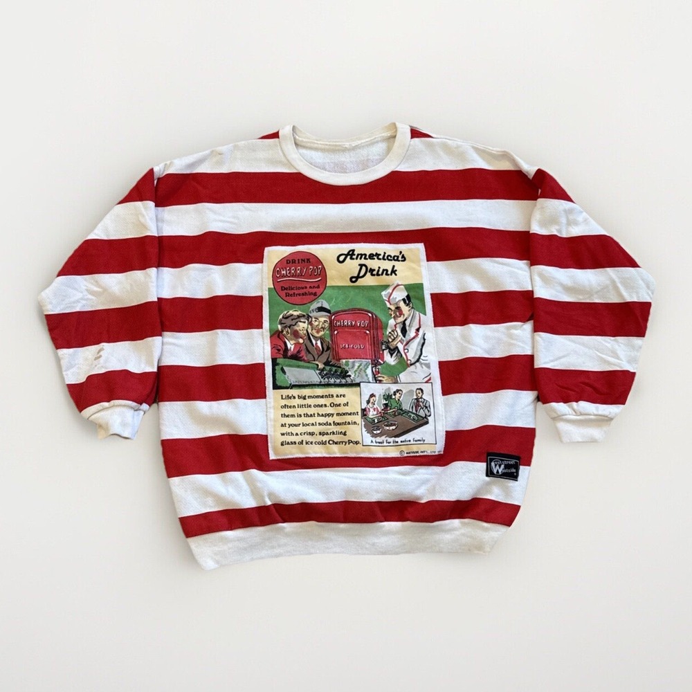 Cherry Soda Sweatshirt Womens M West Street Westside Striped Coke Pop Americana